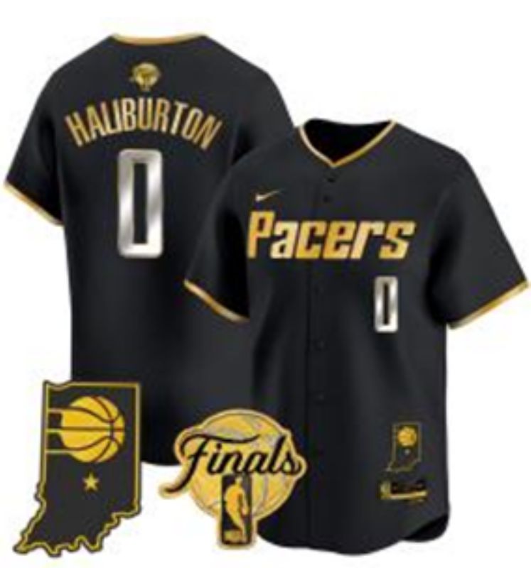 Men 2025 Indiana Pacers #0 Haliburton Black Joint Name NBA Jersey style 5